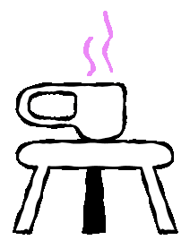 Ilustração
                        - xícara de café em um banco.